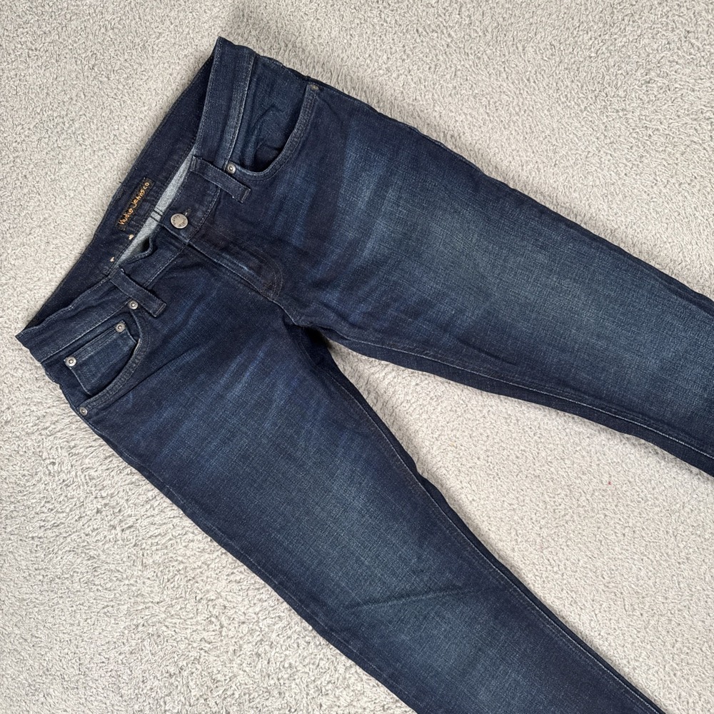 Nudie Jeans Tight Long John Mens 31x34 (31x33) Dark Wash Slim Stretch Deep Waves